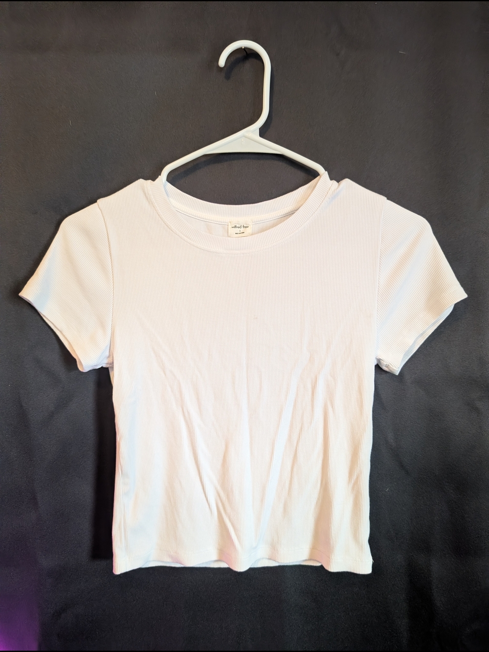 Wilfred Short Sleeve Ribbed Tee in White Cropped Baby T Aritzia Babaton